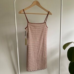Aritzia Jazz Mini Dress BNWT- Brown and Cream Gingham